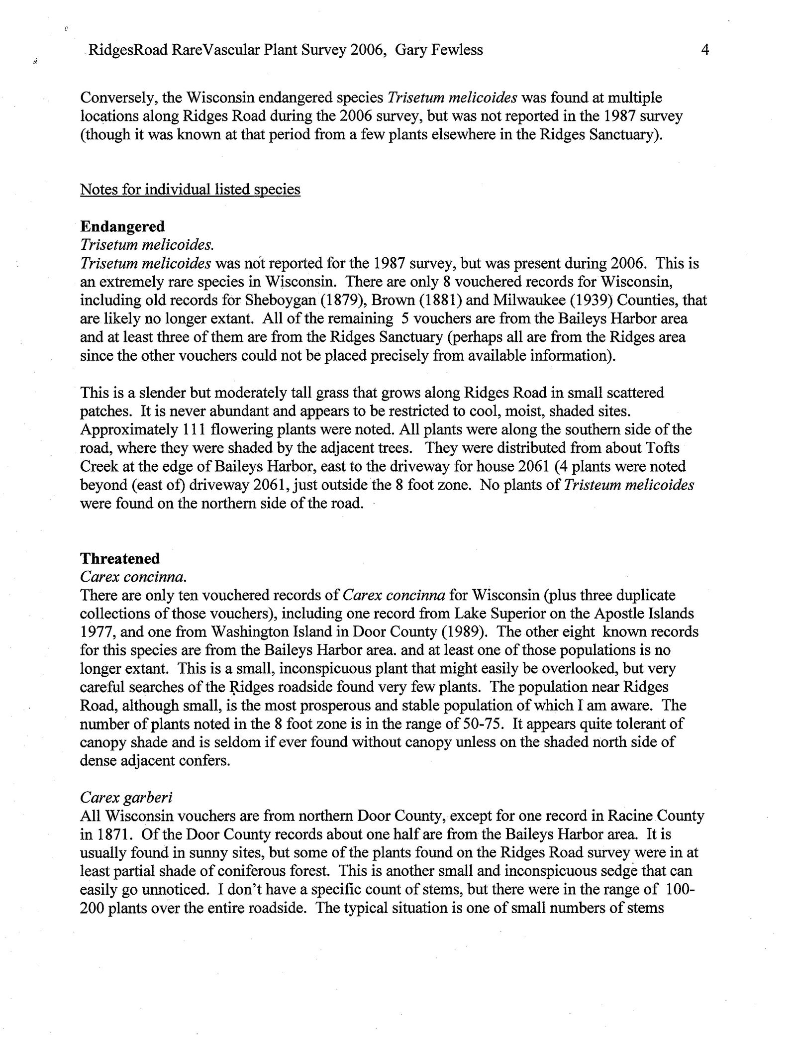 2006 Rare Plant Survey, page 4
