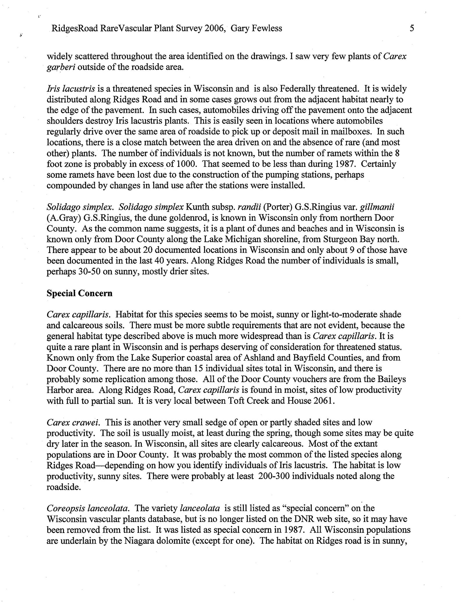 2006 Rare Plant Survey, page 5