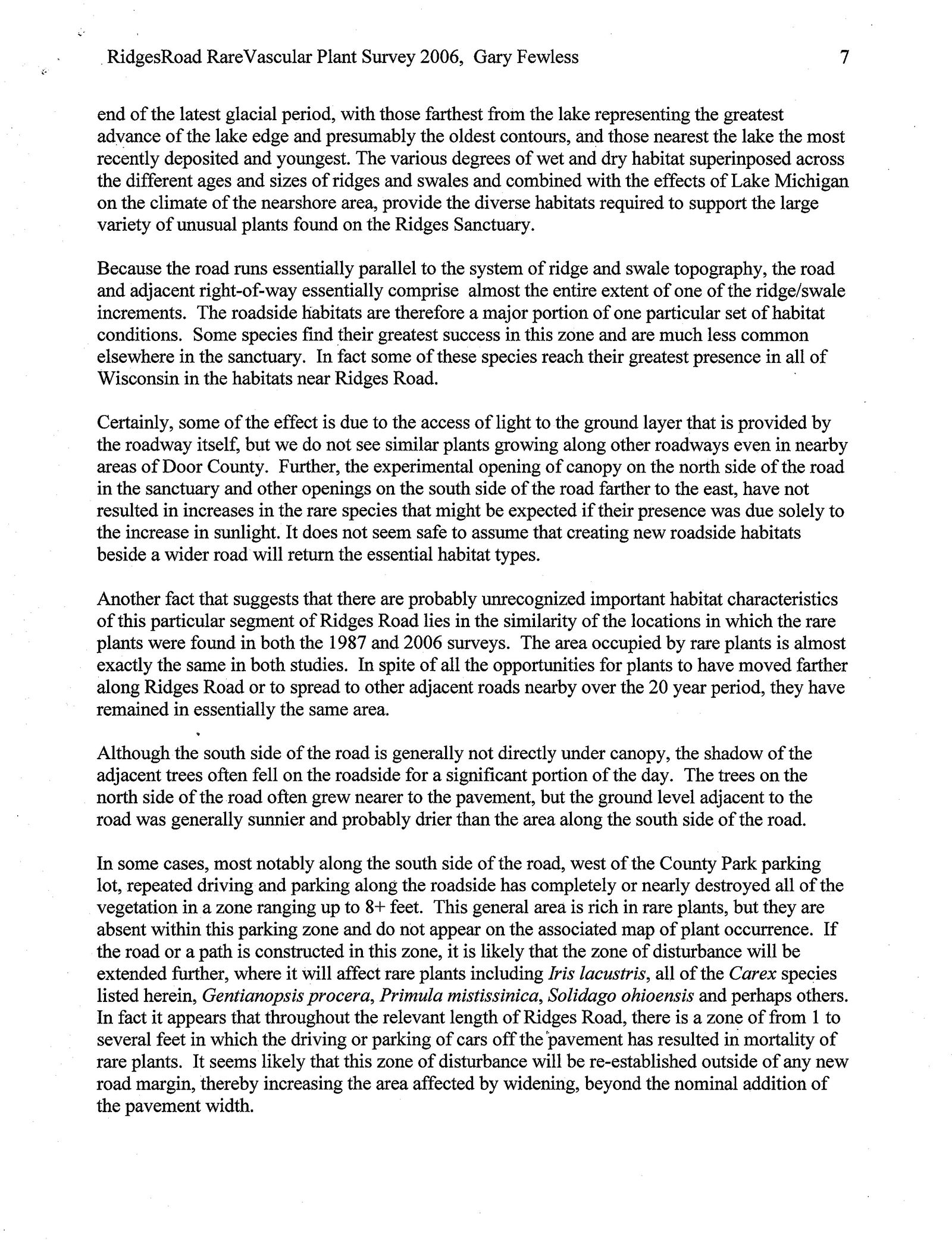 2006 Rare Plant Survey, page 7